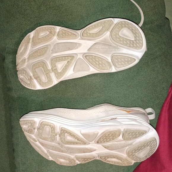 Hoka Light Gray and Coral Athletic Shoes - Picture 2 of 3